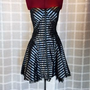 Prom PArty strapless S metallic short dress black